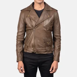 Allaric Alley Mocha Leather Biker Jacket