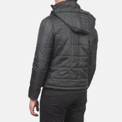 Alps Quilted Black Hooded Windbreaker Jacket