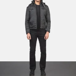 Alps Quilted Black Hooded Windbreaker Jacket
