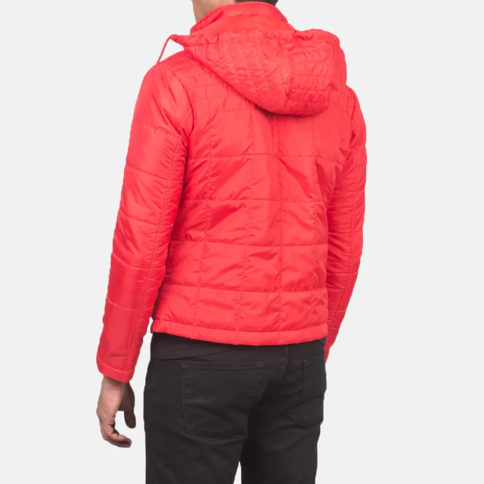 Alps Quilted Red Hooded Windbreaker Jacket