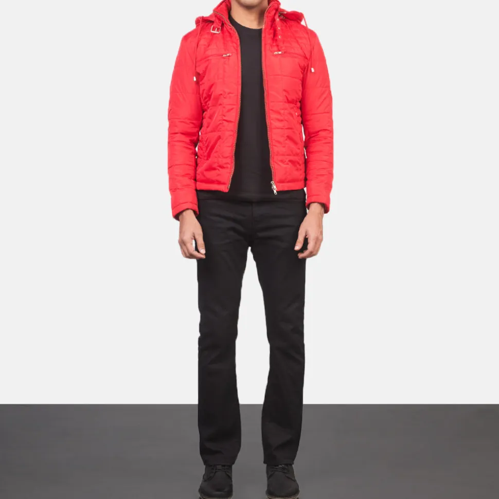 Alps Quilted Red Hooded Windbreaker Jacket
