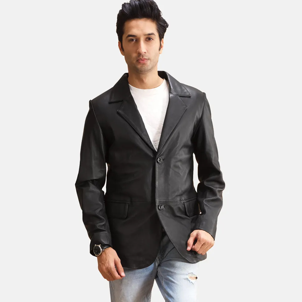 Alyson Black Leather Blazer