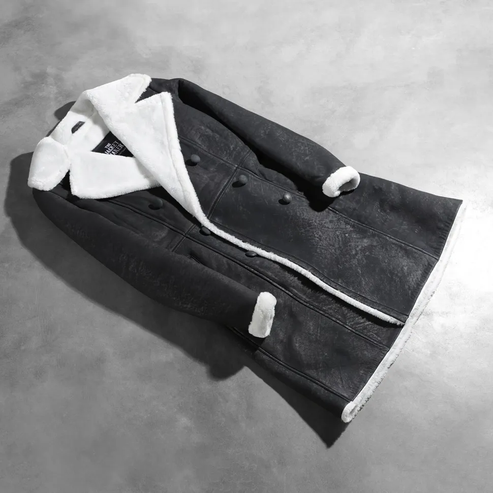 Amie Black Double Breasted Shearling Coat