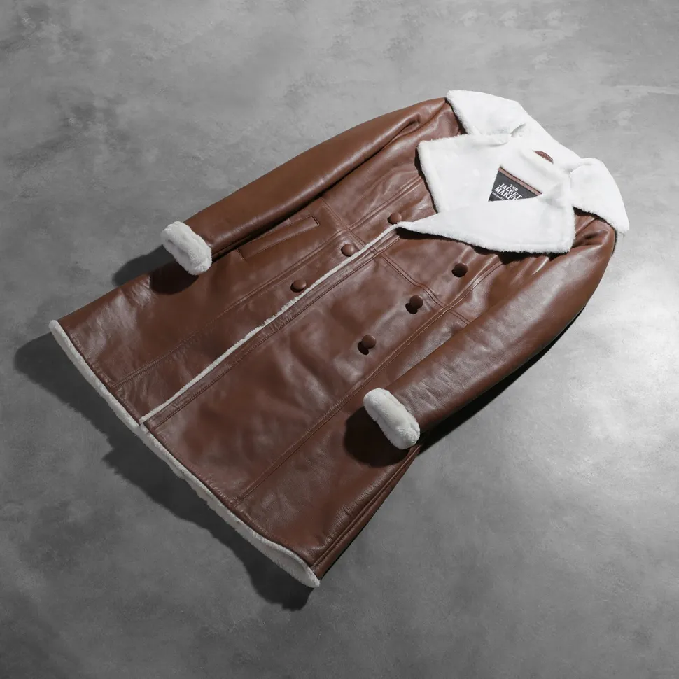 Amie Brown Double Breasted Shearling Coat