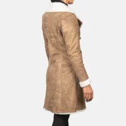 Amie Distressed Brown Double Breasted Shearling Coat