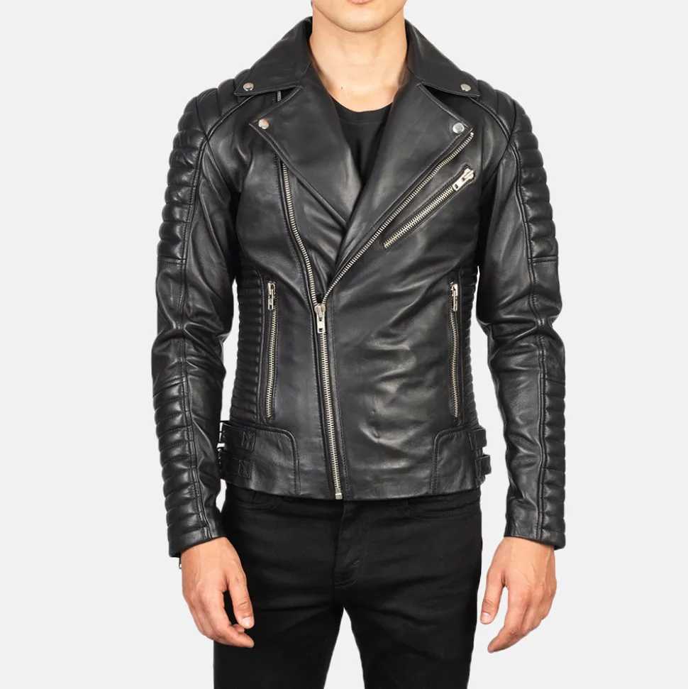 Armand Black Leather Biker Jacket