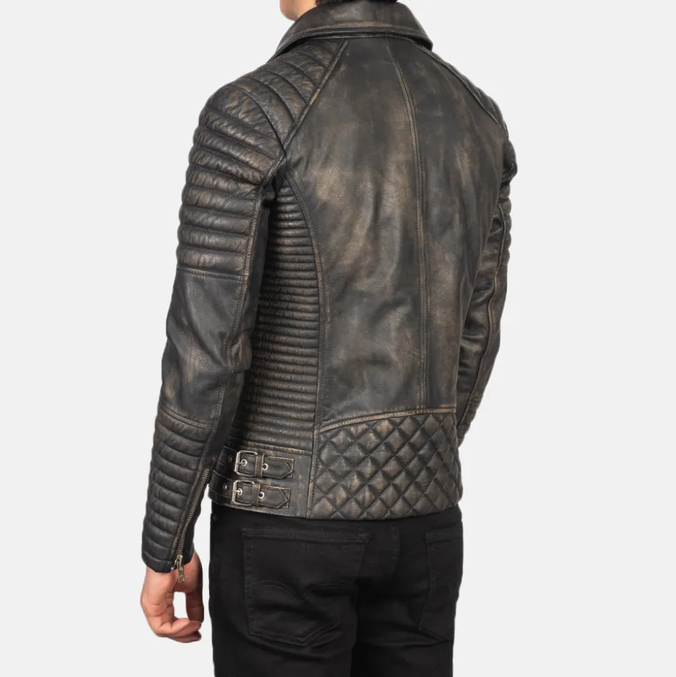Armand Distressed Brown Leather Biker Jacket