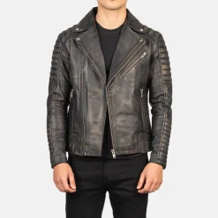 Armand Distressed Brown Leather Biker Jacket