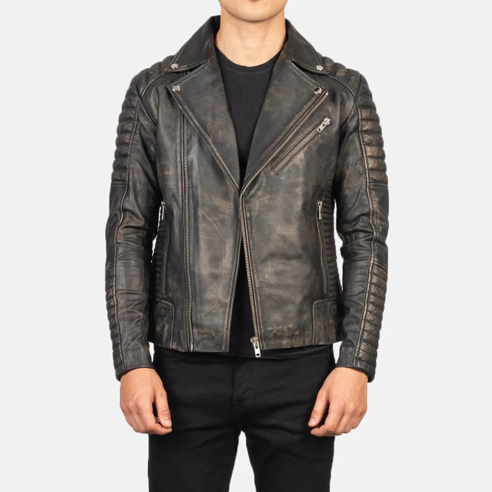 Armand Distressed Brown Leather Biker Jacket