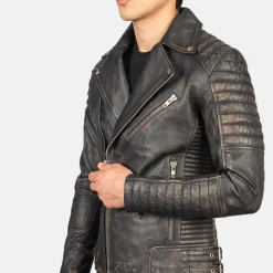 Armand Distressed Brown Leather Biker Jacket