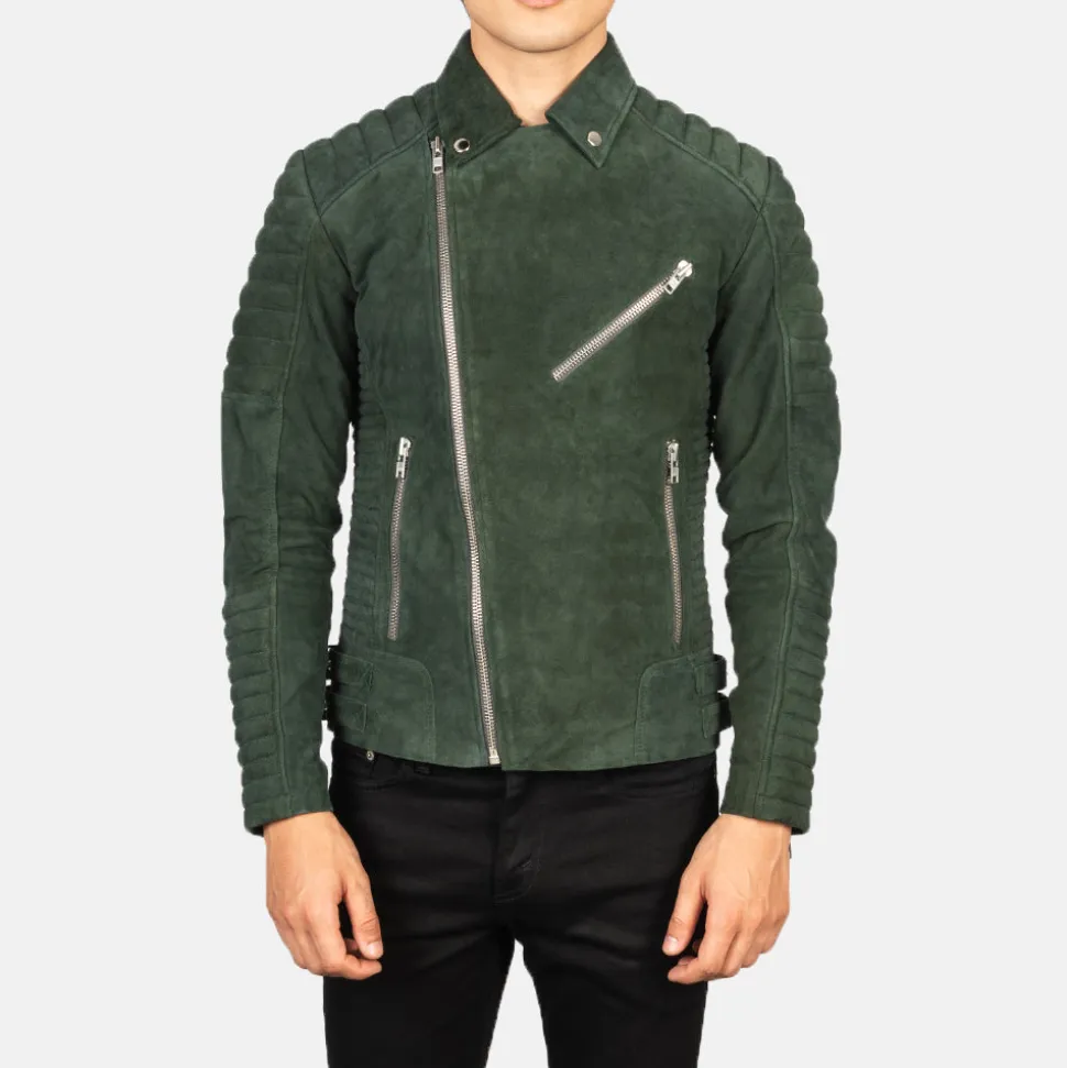 Armand Green Suede Biker Jacket