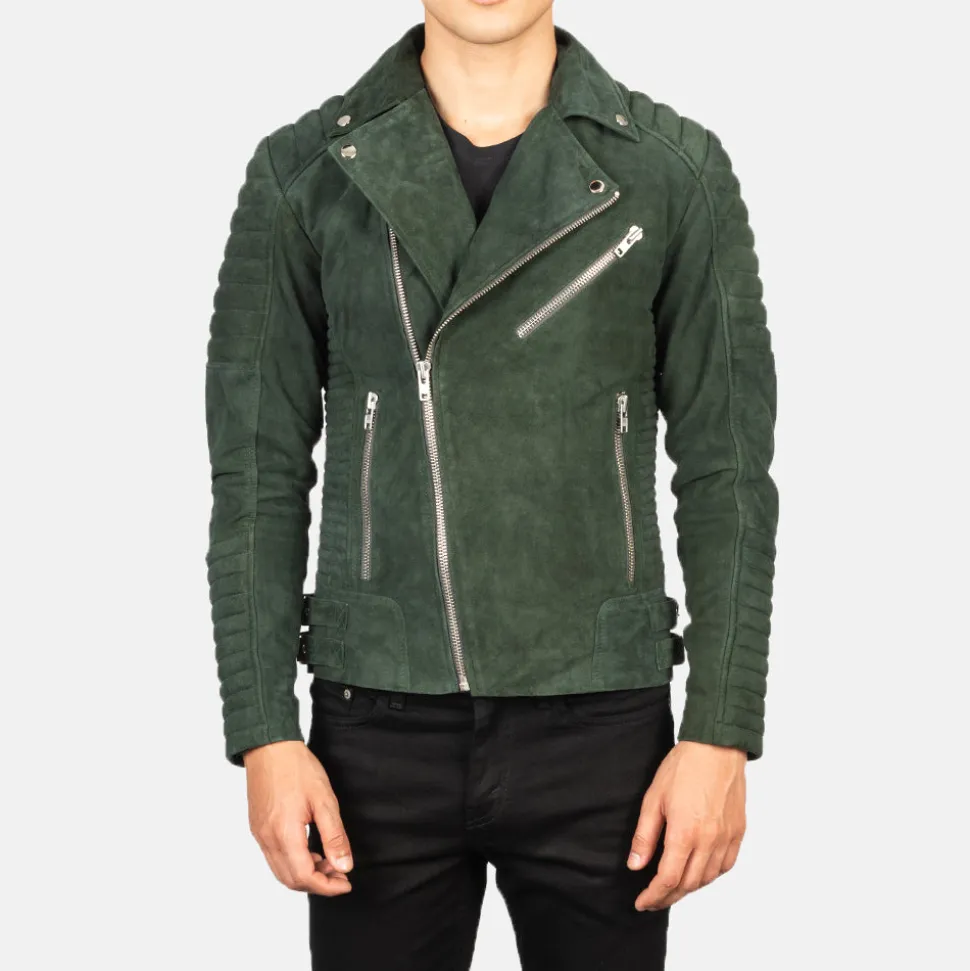 Armand Green Suede Biker Jacket