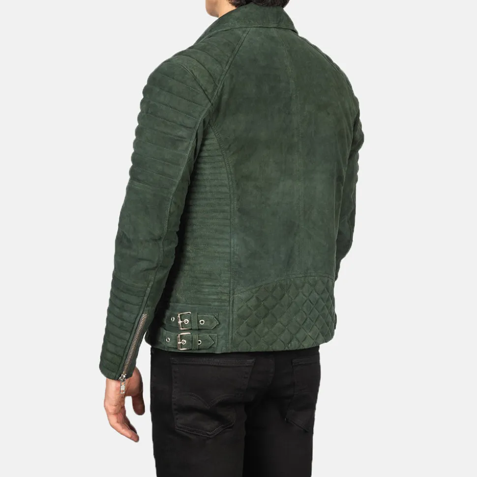 Armand Green Suede Biker Jacket