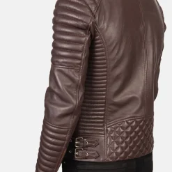 Armand Maroon Leather Biker Jacket
