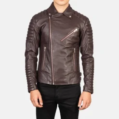 Armand Maroon Leather Biker Jacket