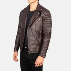 Armand Maroon Leather Biker Jacket