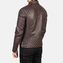 Armand Maroon Leather Biker Jacket