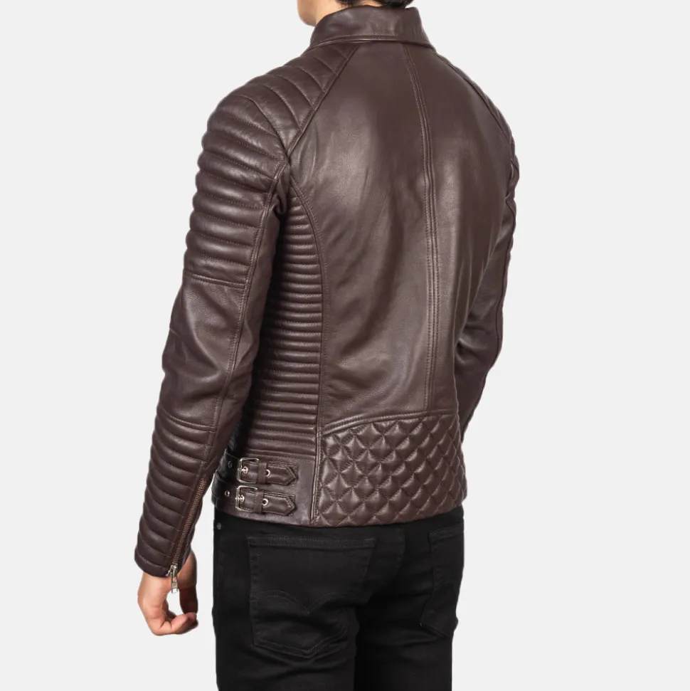 Armand Maroon Leather Biker Jacket