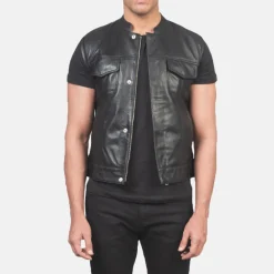 Atlas Moto Black Leather Vest