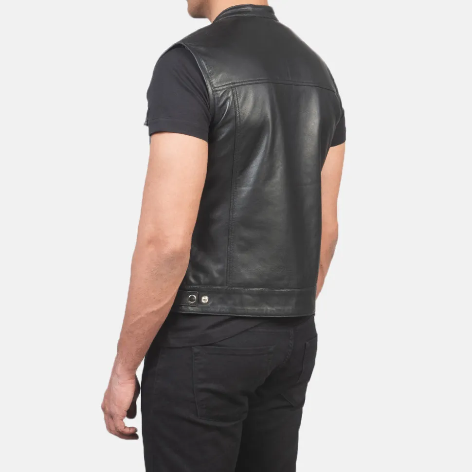 Atlas Moto Black Leather Vest