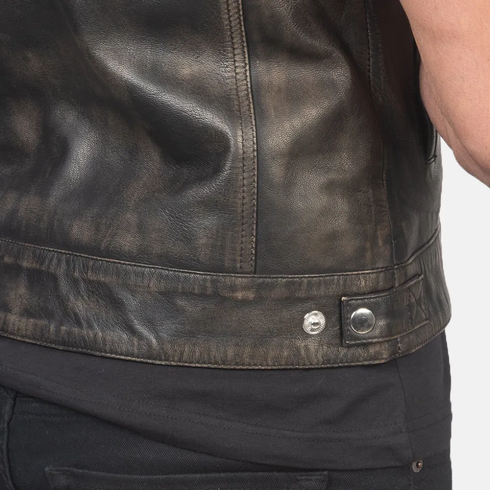 Atlas Moto Distressed Brown Leather Vest