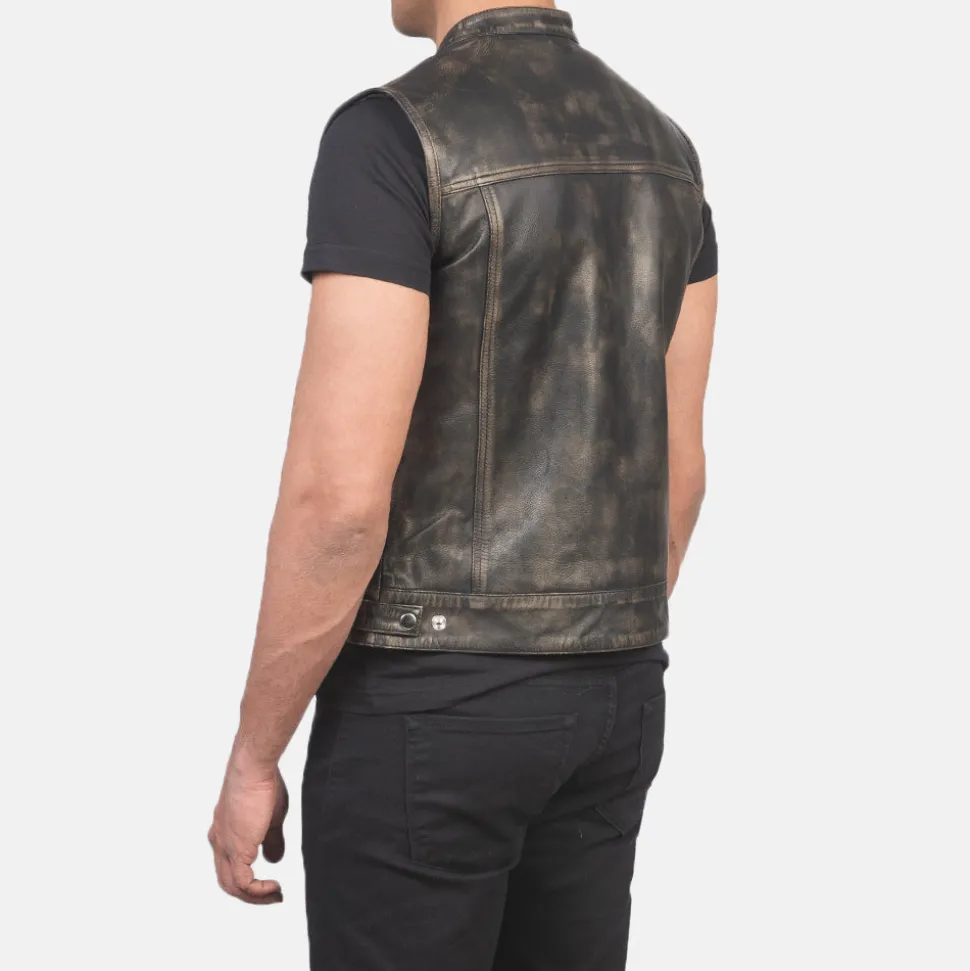 Atlas Moto Distressed Brown Leather Vest