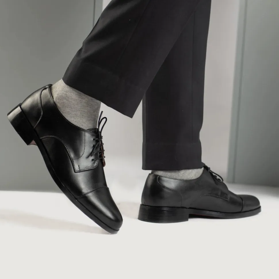 Attorney Derby Black Leather Shoes