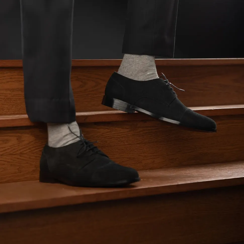 Attorney Derby Black Suede Leather Shoes