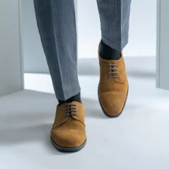Attorney Derby Brown Suede Leather Shoes - StudGuard