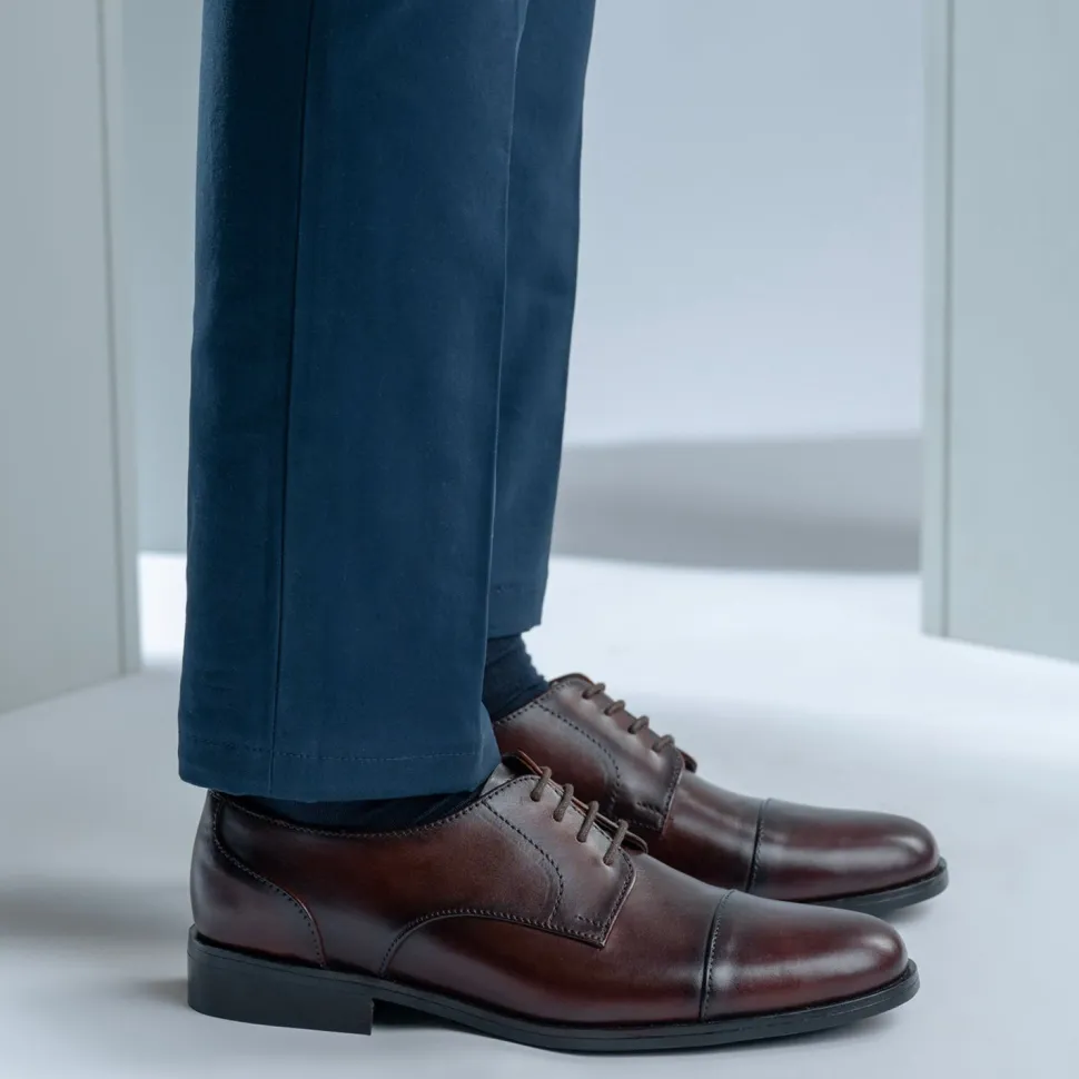 Attorney Derby Burnished Brown Leather Shoes - StudGuard