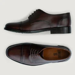 Attorney Derby Burnished Brown Leather Shoes - StudGuard