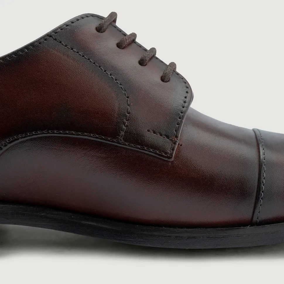 Attorney Derby Burnished Brown Leather Shoes - StudGuard