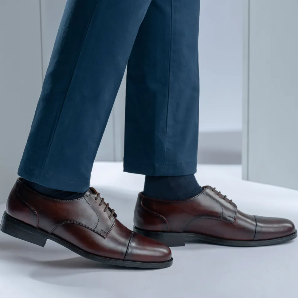 Attorney Derby Burnished Brown Leather Shoes - StudGuard