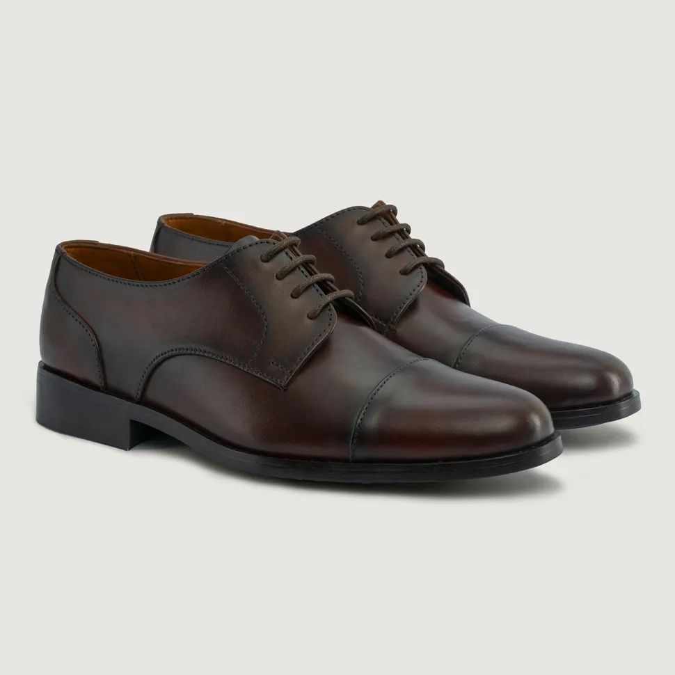 Attorney Derby Burnished Brown Leather Shoes - StudGuard