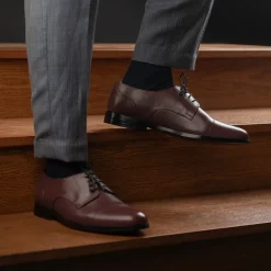 Attorney Derby Maroon Leather Shoes