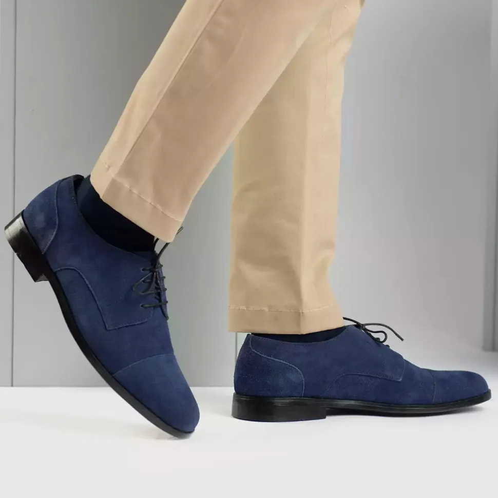 Attorney Derby Midnight Blue Suede Leather Shoes