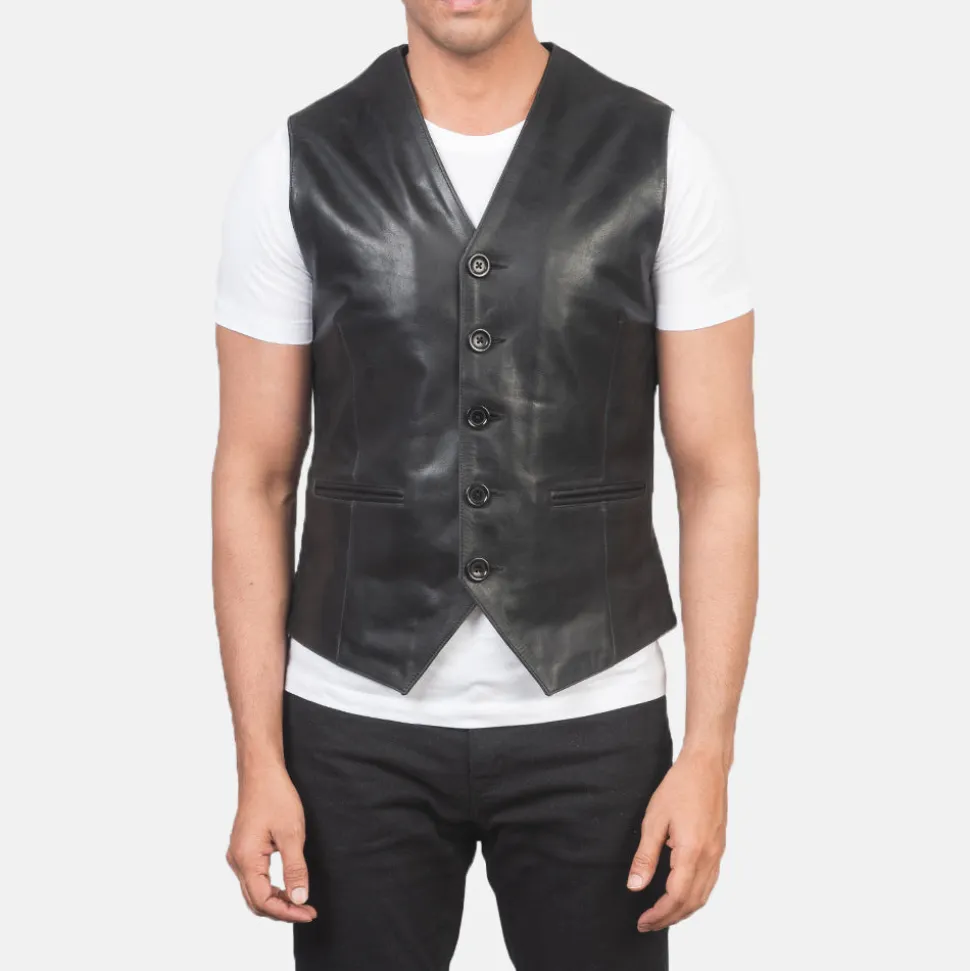 Auden Black Leather Vest