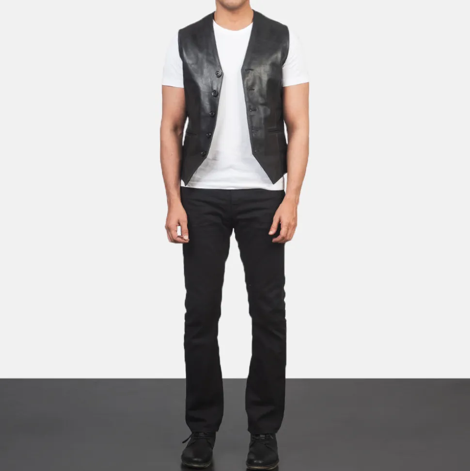 Auden Black Leather Vest