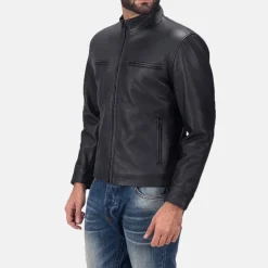 Austere Matte Black Leather Biker Jacket