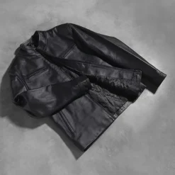 Austere Matte Black Leather Biker Jacket