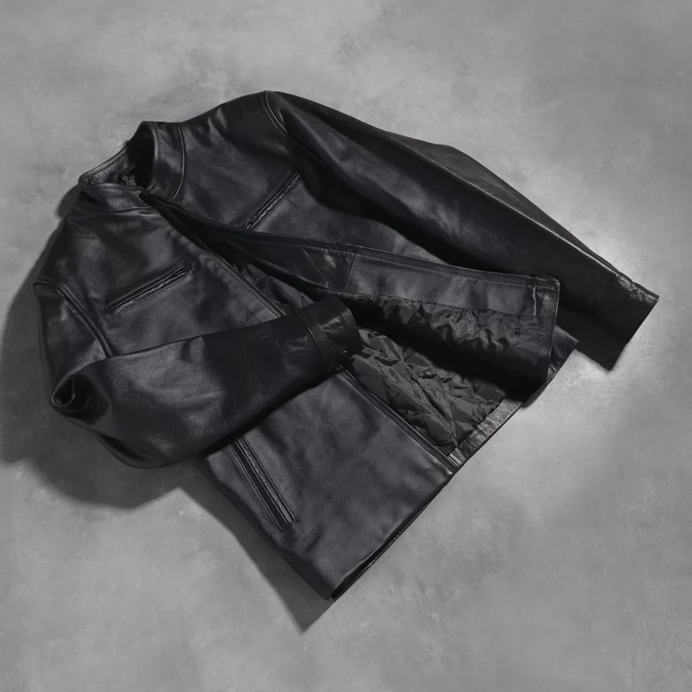 Austere Matte Black Leather Biker Jacket