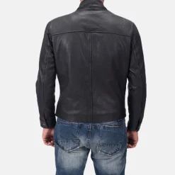 Austere Matte Black Leather Biker Jacket