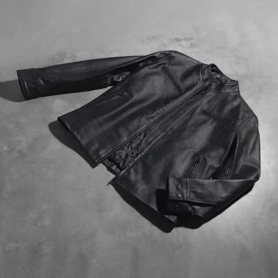Austere Matte Black Leather Biker Jacket