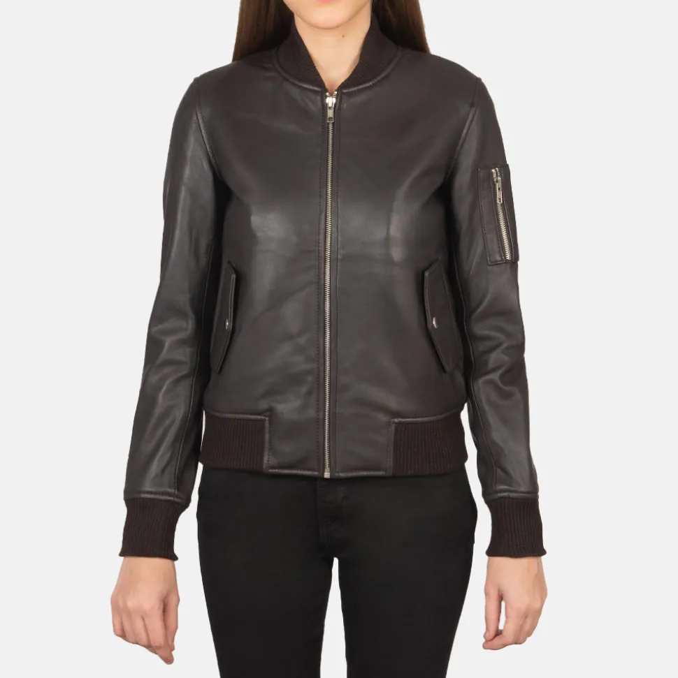Ava Ma-1 Brown Leather Bomber Jacket