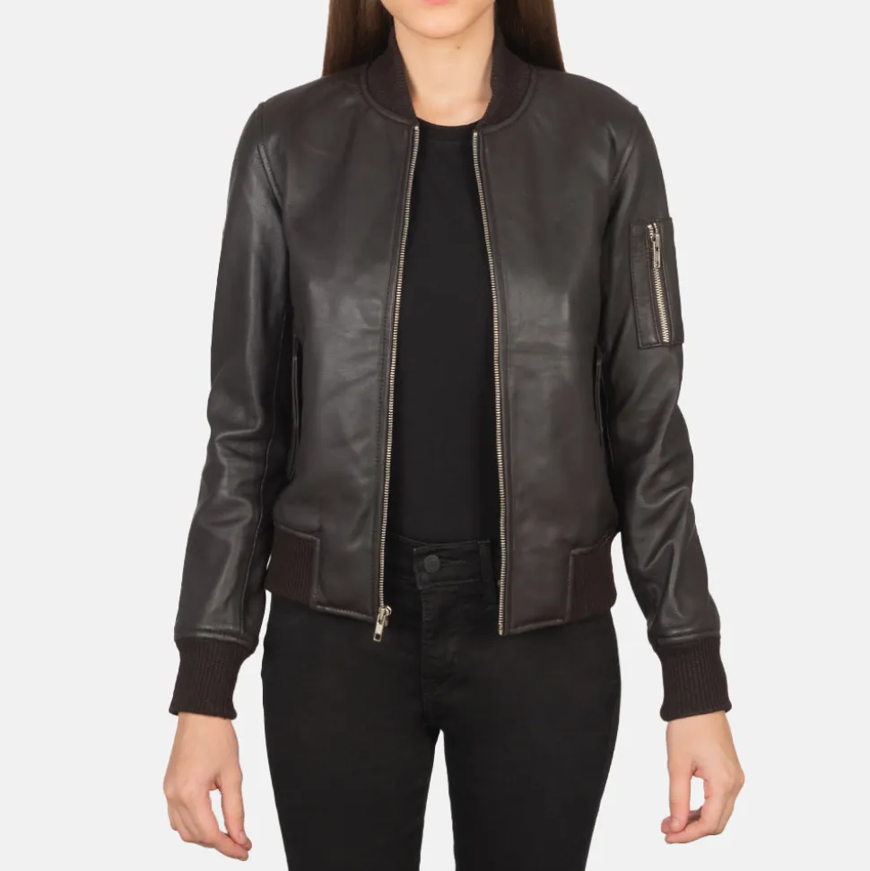Ava Ma-1 Brown Leather Bomber Jacket