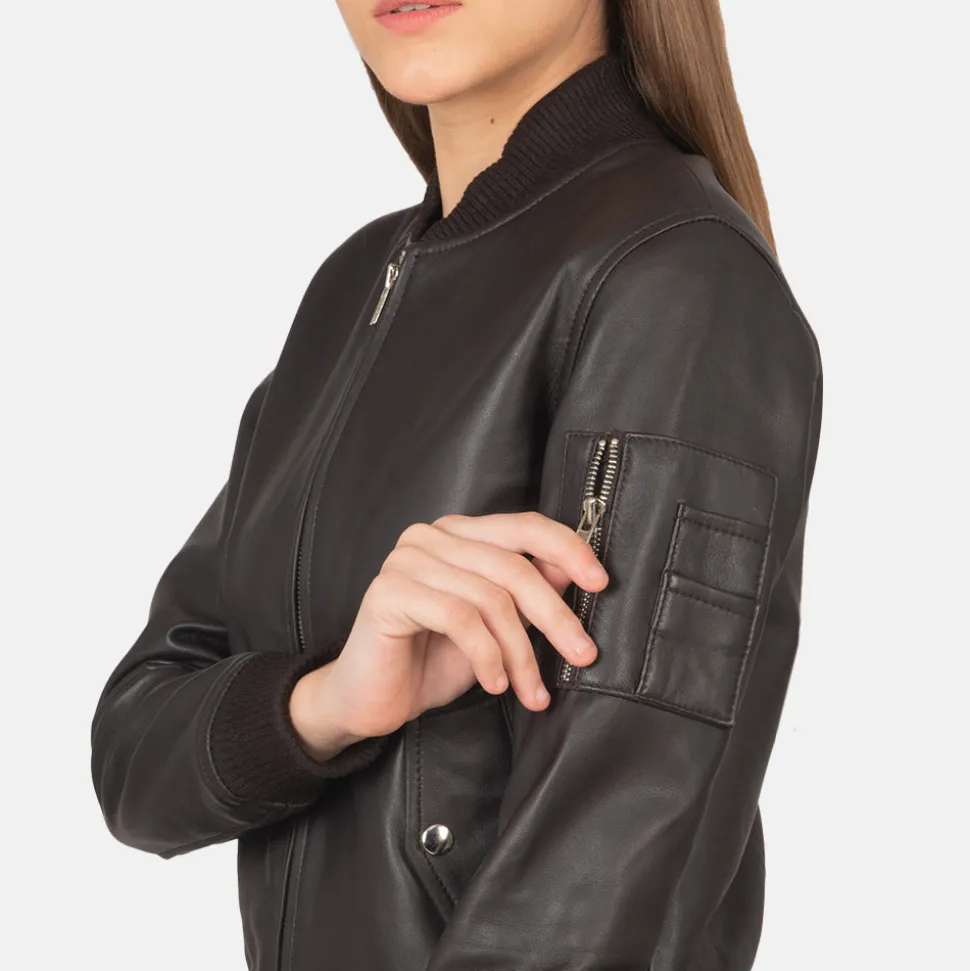 Ava Ma-1 Brown Leather Bomber Jacket