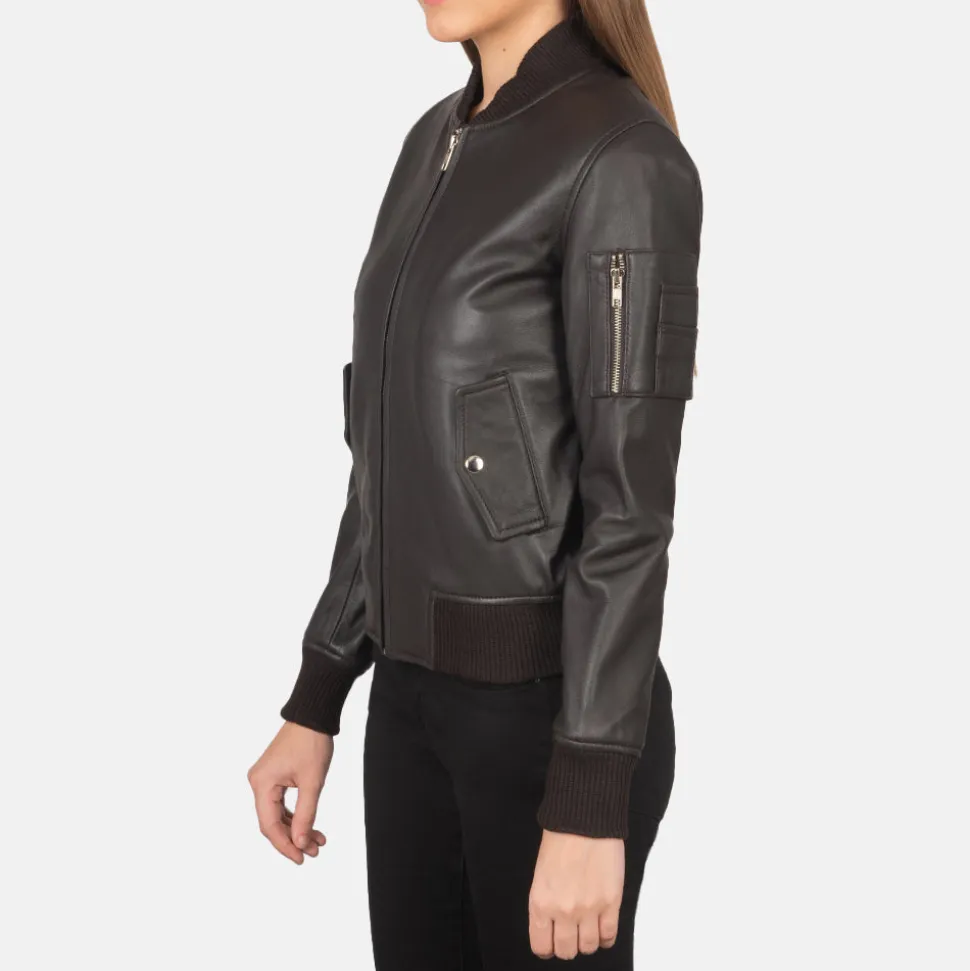 Ava Ma-1 Brown Leather Bomber Jacket