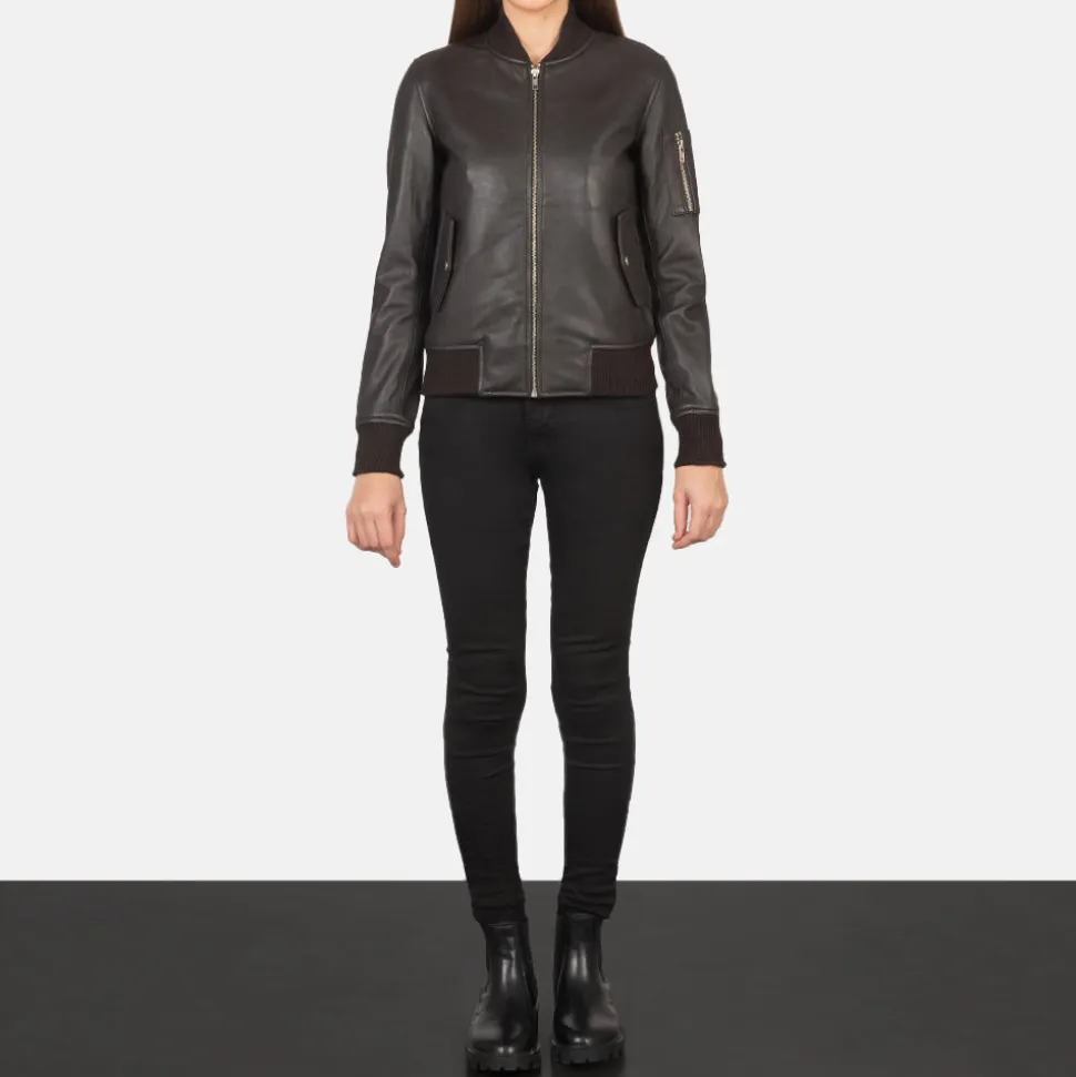 Ava Ma-1 Brown Leather Bomber Jacket