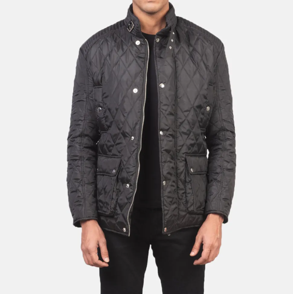 Barry Quilted Black Windbreaker Jacket