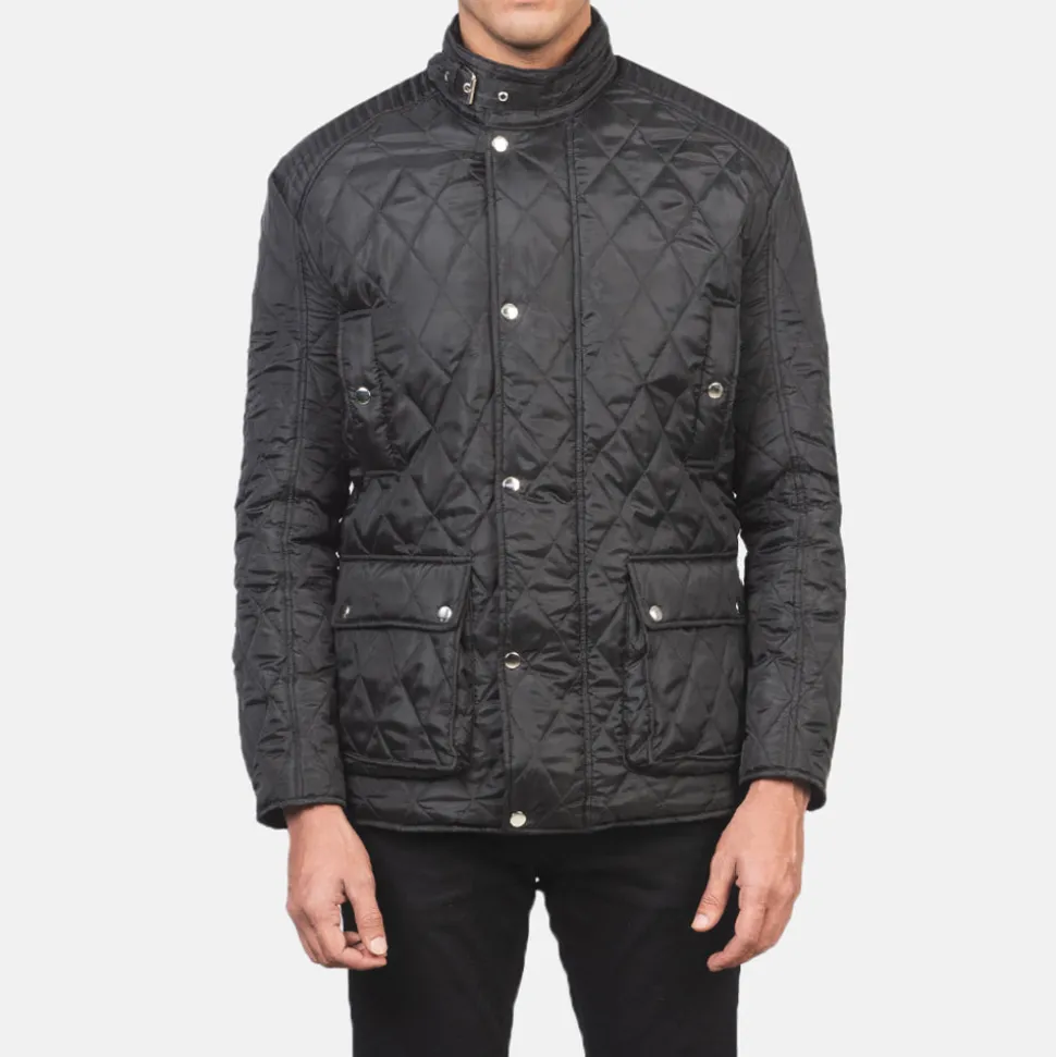 Barry Quilted Black Windbreaker Jacket